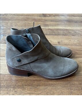 Eileen Fisher Billie Ankle Boots Booties Tan Light Brown Nubuck Leather Size 7.5